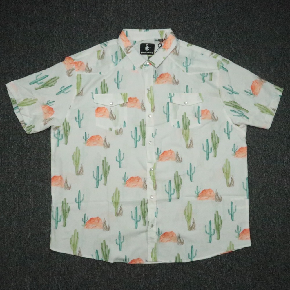 Raised By Coyotes Shirt Men 3XL White Cryin Saguaros Pearl Snap Western SS